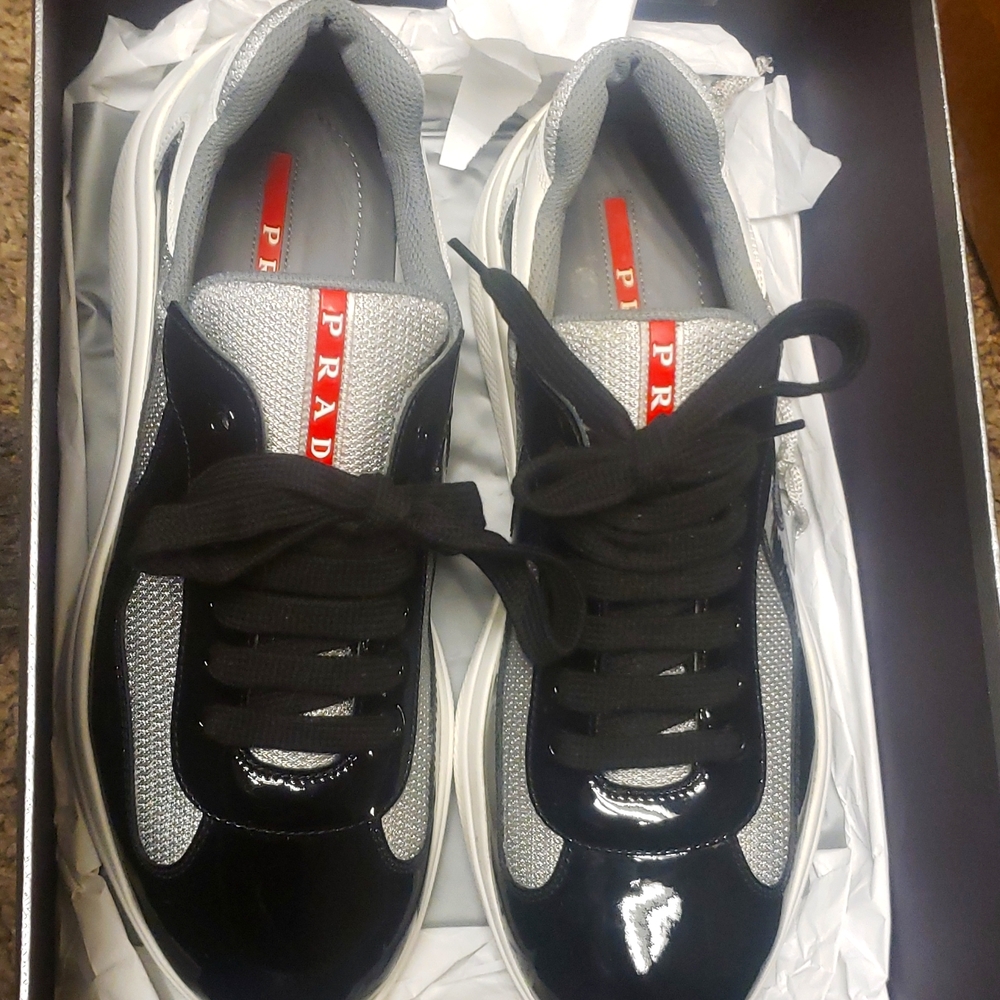 Prada black and white sneakers